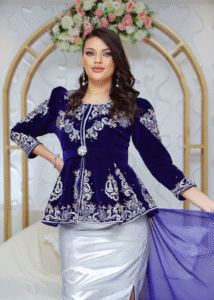 Karakou Velours Bleu Royal Brodé